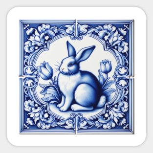 Vintage Dutch Tile: Rabbit No.1 Sticker